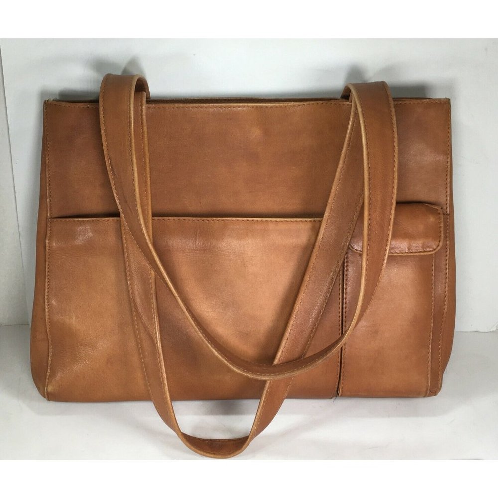G.H. Bass & Co Vintage Brown Leather Briefcase Tote Bag - Distressed